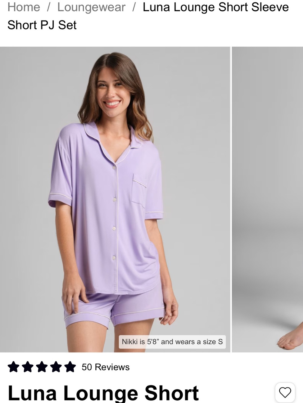 Luna Lounge Short Sleeve Pajama Set — Lavender